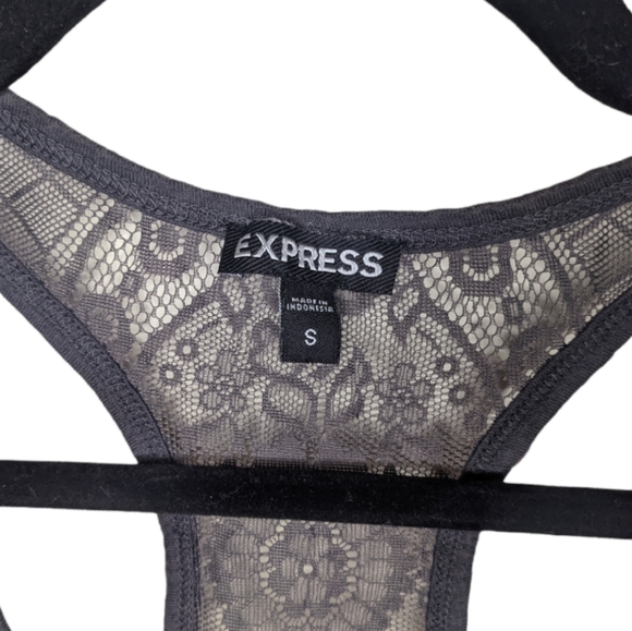 Express Dark Gray Lacy Racerback Tank Top 🖤✨ - Picture 3 of 6